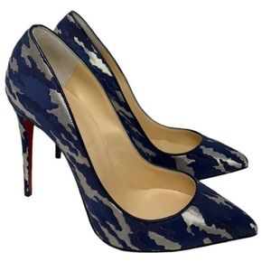 Christian Louboutin Blue Sliver New Pigalle Follies Camouloubi Pumps